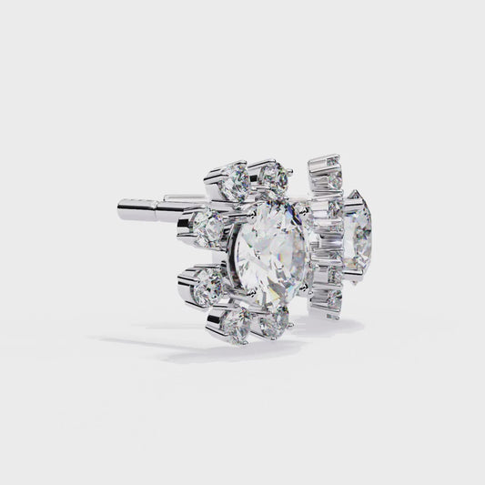 Unique Round Lab Diamond Floral Earrings