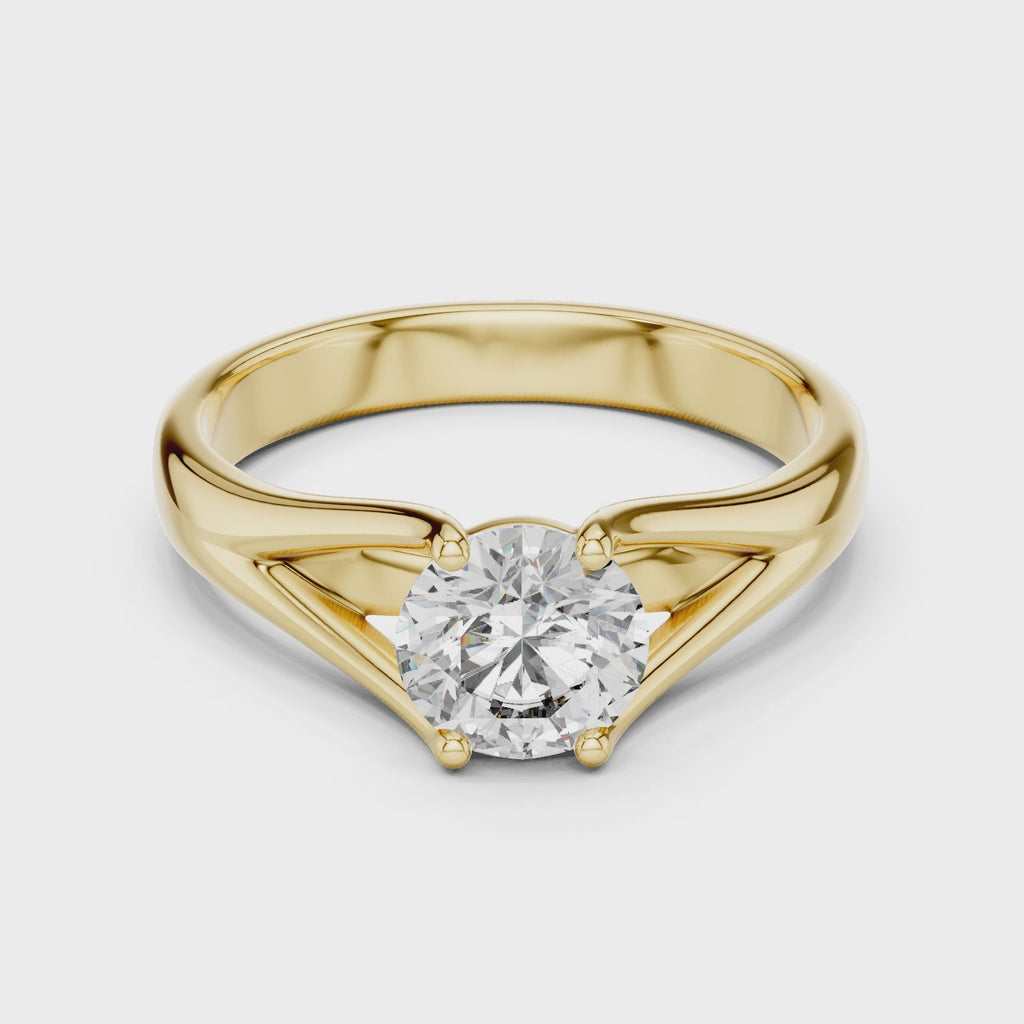 Round Cut Lab Diamond Split Shank Solitaire Ring