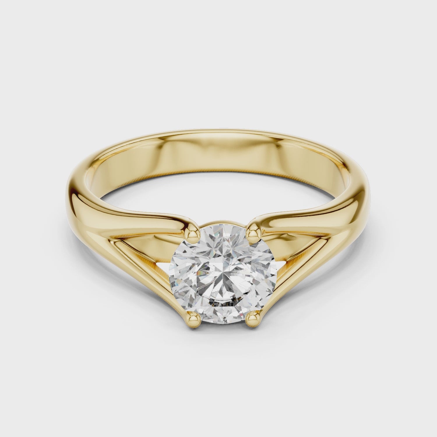 Round Cut Lab Diamond Split Shank Solitaire Ring
