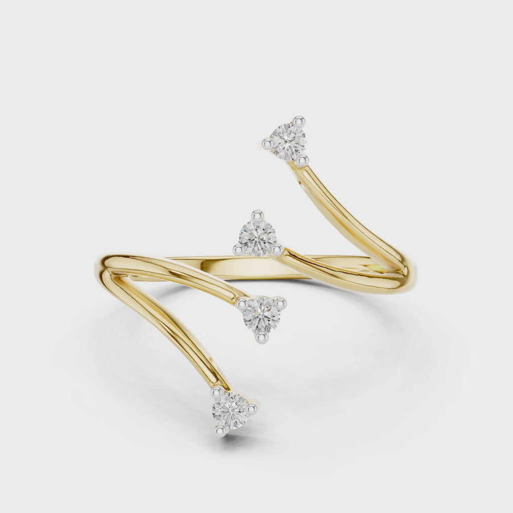 Unique Round Cut Diamond Criss Cross Engagement Ring