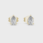V Prong Pear Cut Lab Diamond Stud Earrings