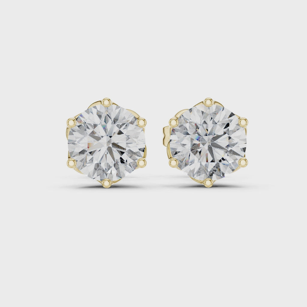2 Carat Round Cut Diamond Screw Back Earrings