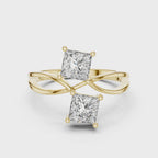 Twin Princess Cut Diamond Twisted Engagement Ring