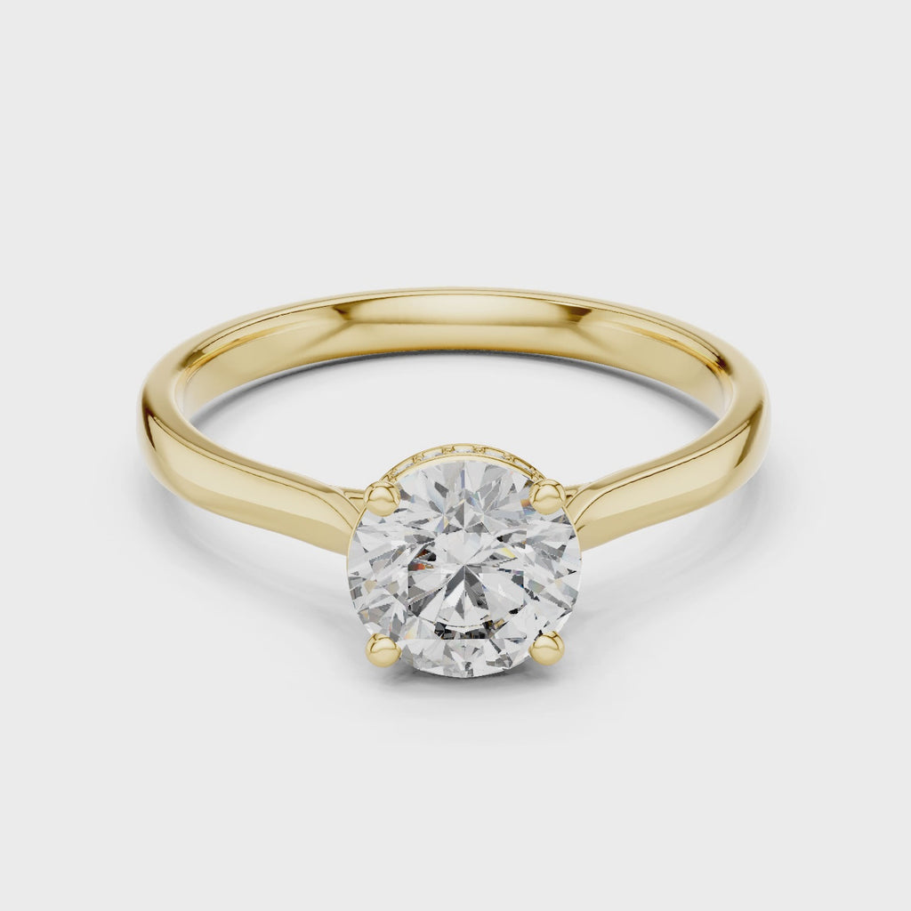 Hidden Halo Solitaire Ring With Round Cut Diamond