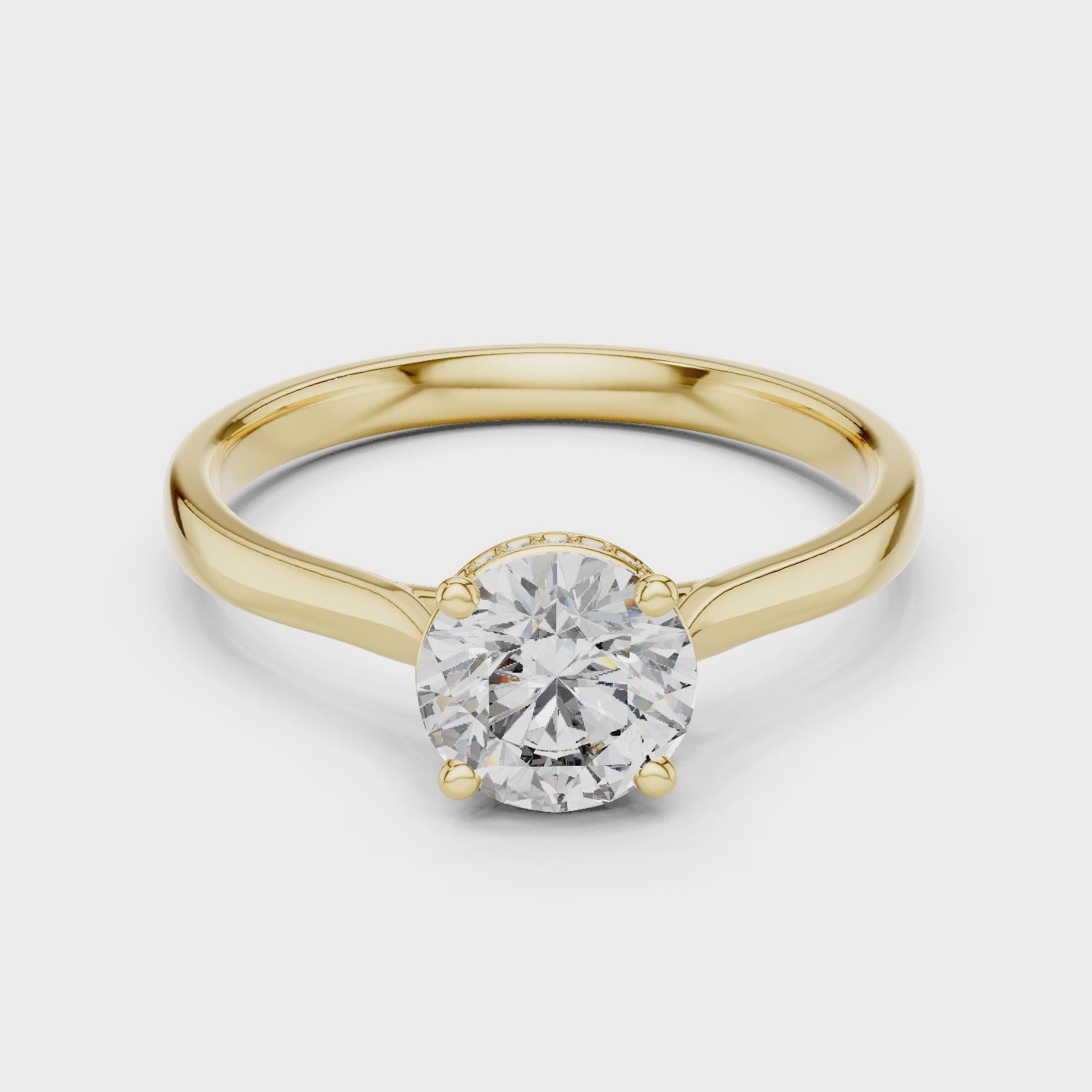 Hidden Halo Solitaire Ring With Round Cut Diamond