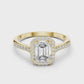 Emerald Cut Lab Diamond Halo Engagement Ring