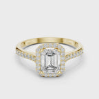 Emerald Cut Lab Diamond Halo Engagement Ring