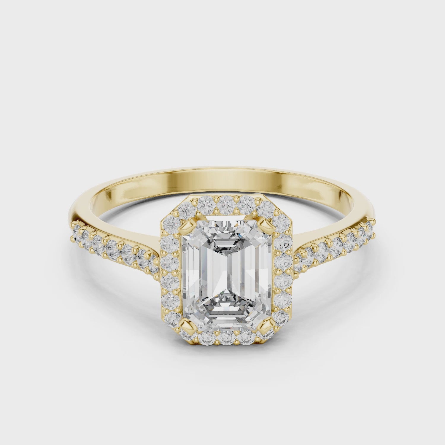 Emerald Cut Lab Diamond Halo Engagement Ring