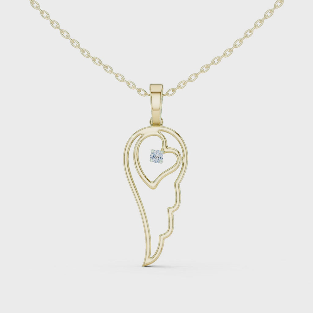 Angel Wing Pendant With Round Lab Diamond