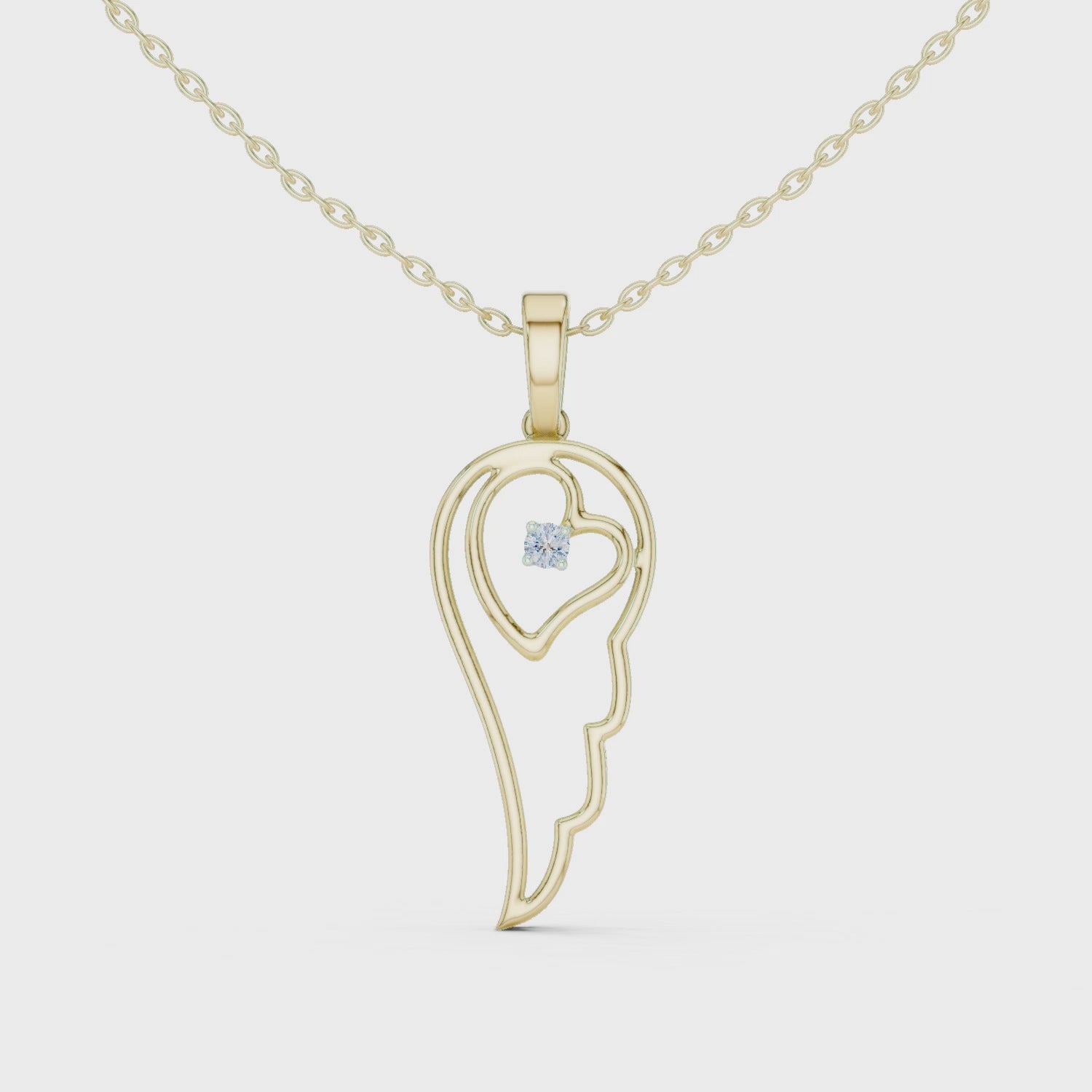 Angel Wing Pendant With Round Lab Diamond