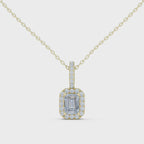 1.50 Carat Emerald Cut Lab Diamond Halo Pendant