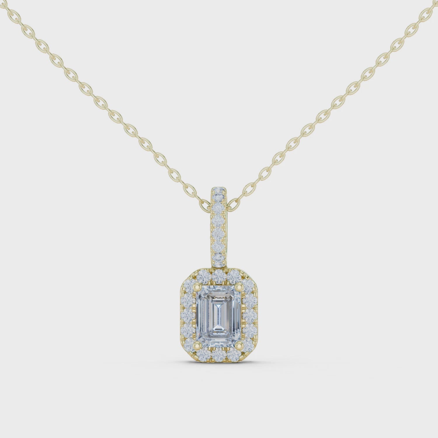 1.50 Carat Emerald Cut Lab Diamond Halo Pendant