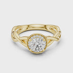 Round Cut Halo Diamond Ring with Twisted Shank
