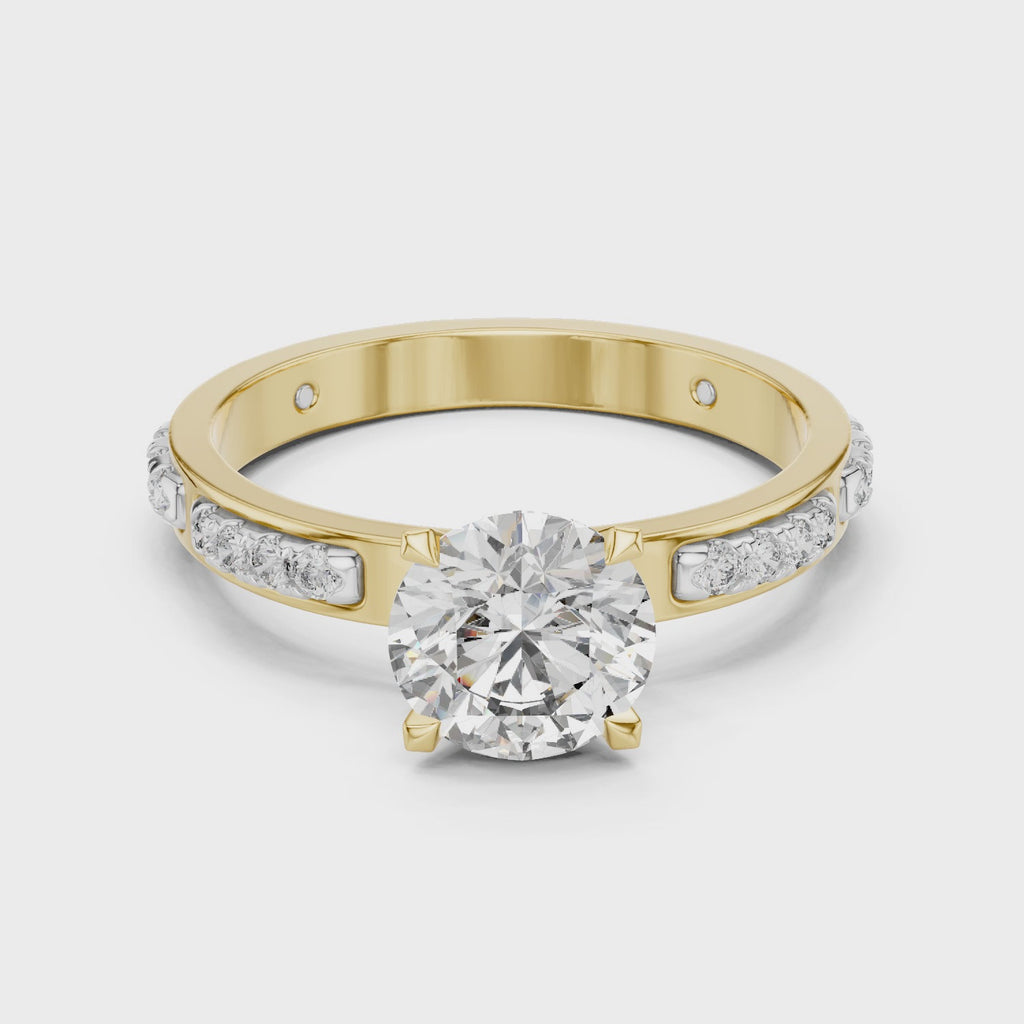 Round Cut Diamond Solitaire Ring With Accent Setting