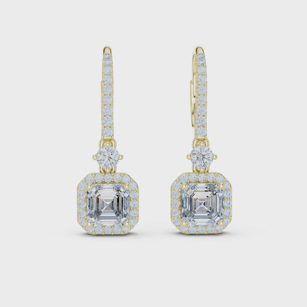 2 Carat Asscher Cut lab Diamond Hoop Earrings