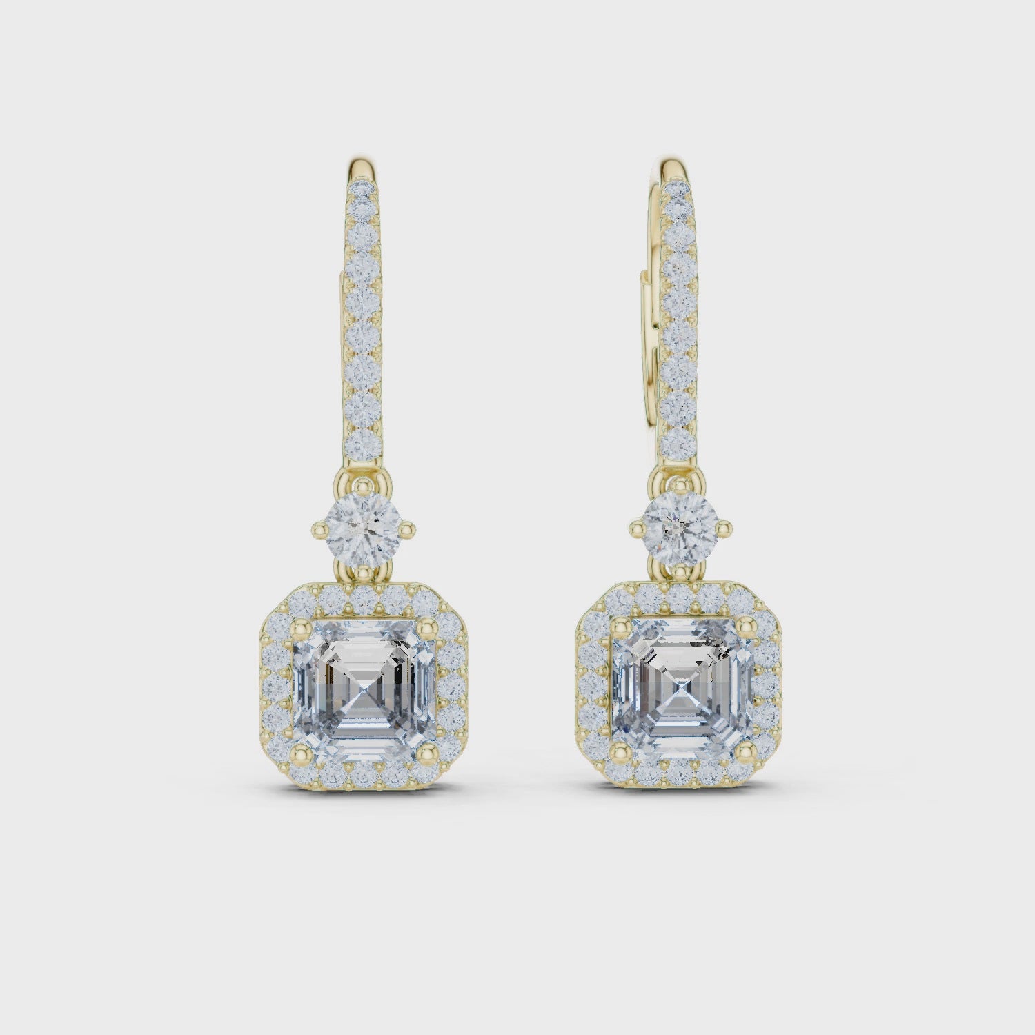 2 Carat Asscher Cut lab Diamond Hoop Earrings