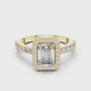 Emerald Diamond Engagement Ring With Halo Setting