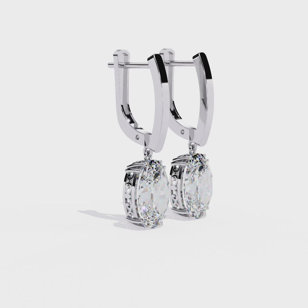 Oval Cut Lab grown Diamond Drop Earrings