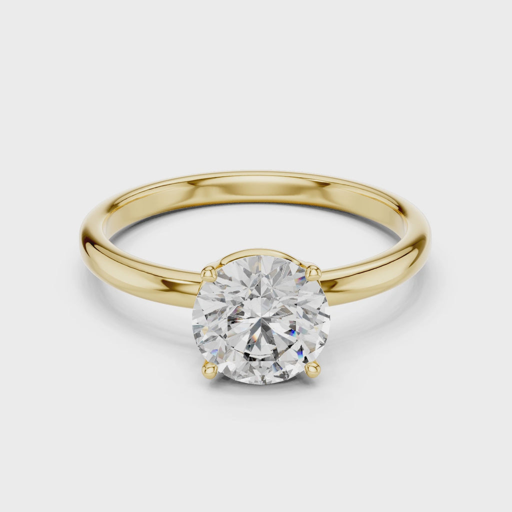 14K Yellow Gold Round Lab Diamond Solitaire Ring
