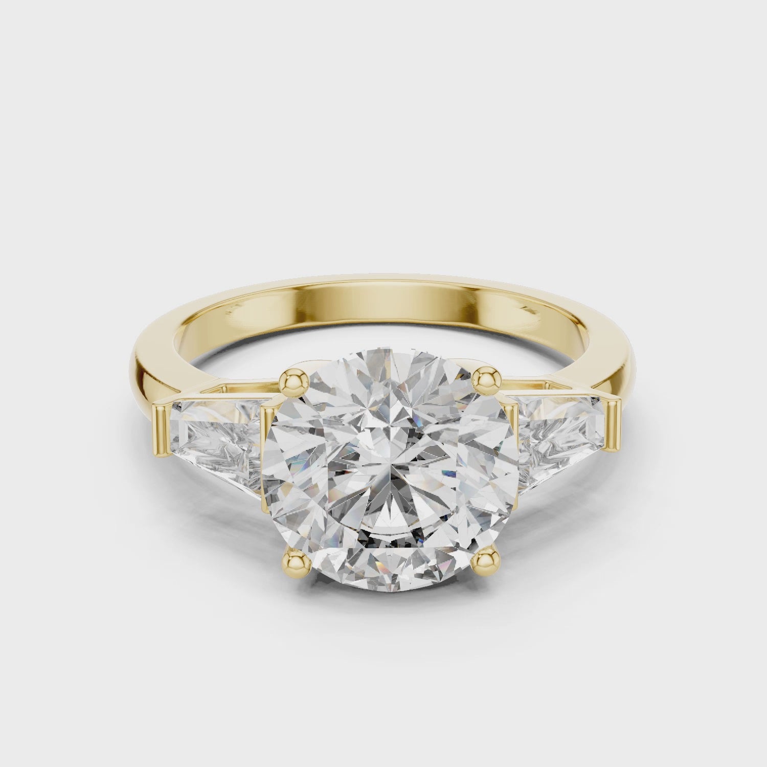 Round Cut Lab Diamond Three Stone Engagement Ring