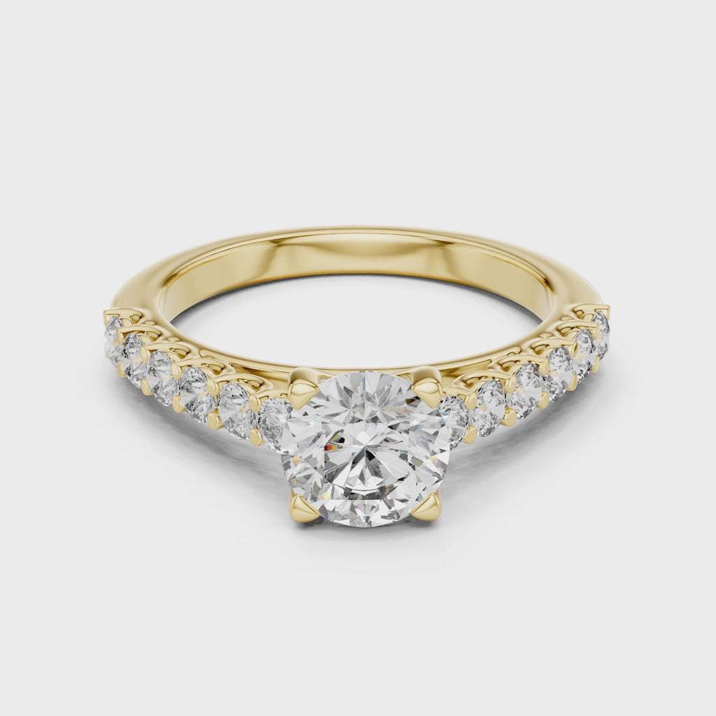 Round Cut Diamond Solitaire Accent Engagement Ring