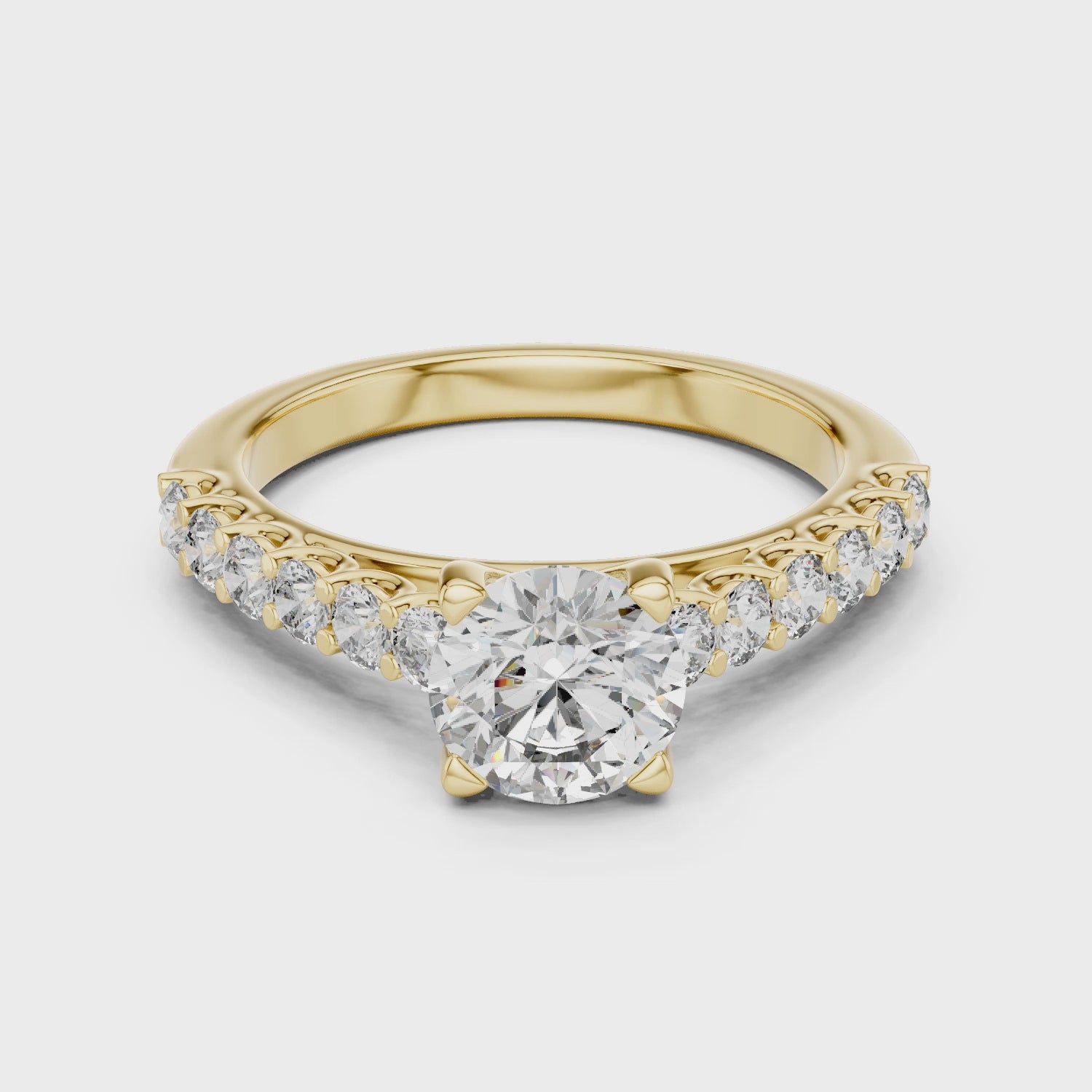 Round Cut Diamond Solitaire Accent Engagement Ring