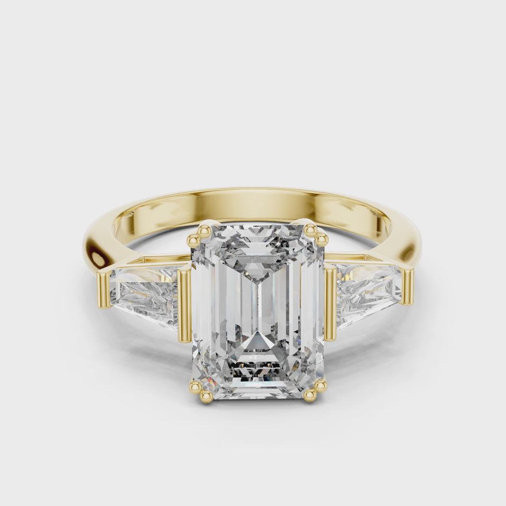 Princess Cut Lab Diamond Three Stone Engagement Ring