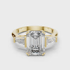 Princess Cut Lab Diamond Three Stone Engagement Ring