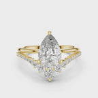 V Shape Pear Lab Diamond Bridal Engagement Ring