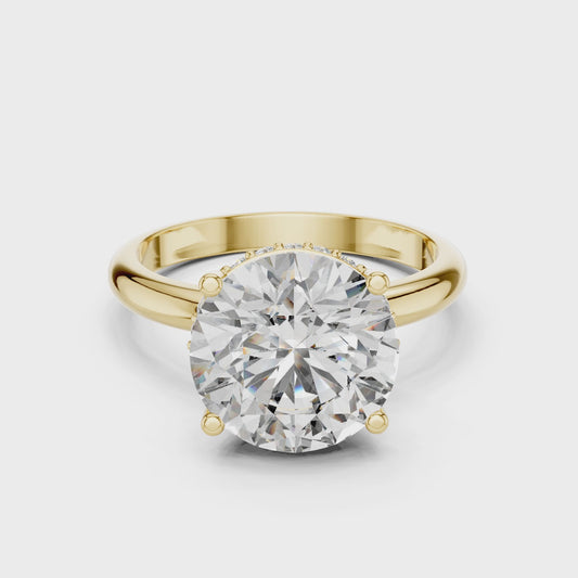 Round Cut Diamond Hidden Halo Engagement Ring