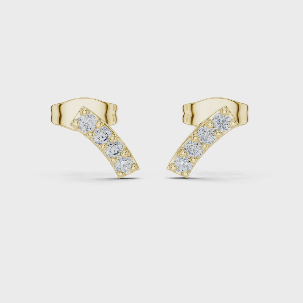 Bar Stud Earrings in Round Cut lab Doiamond