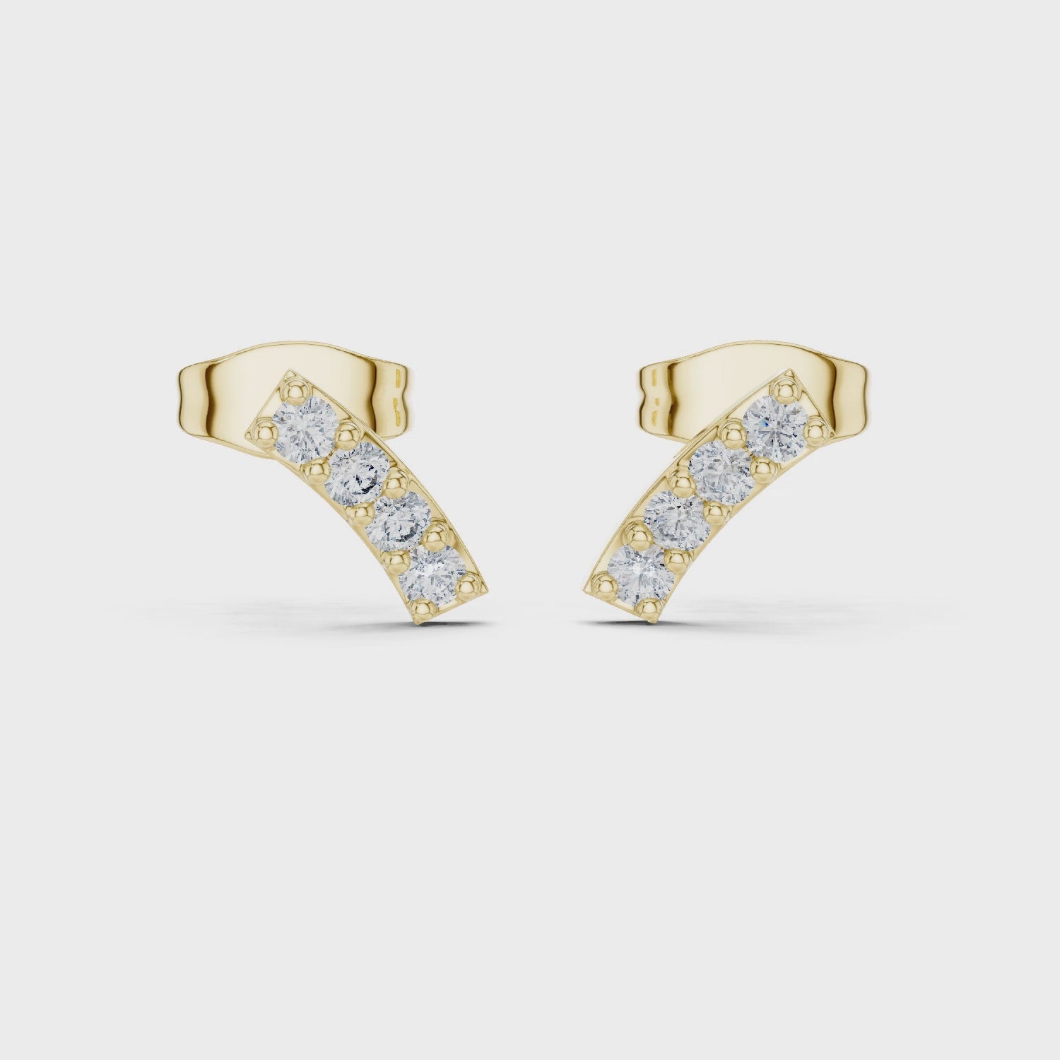 Bar Stud Earrings in Round Cut lab Doiamond