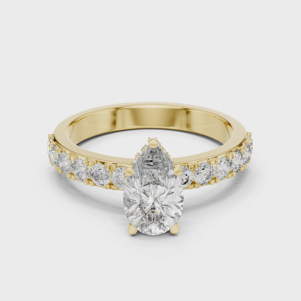 Lab Diamond Hidden Halo Pear Engagement Ring