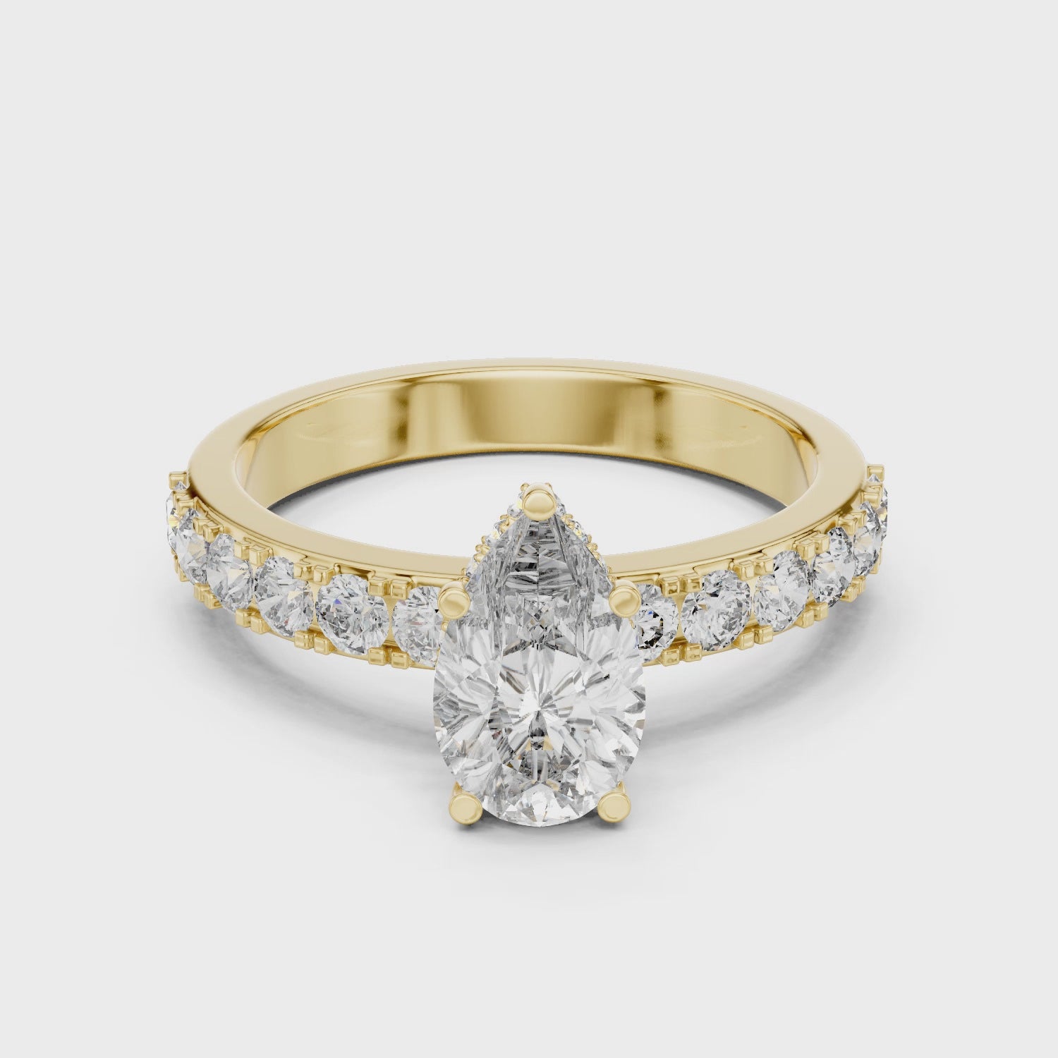 Lab Diamond Hidden Halo Pear Engagement Ring