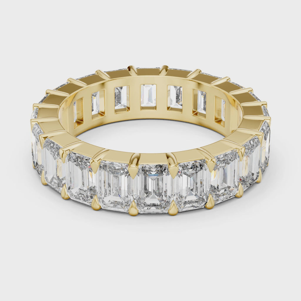 Emerald Cut Lab Diamond Eternity Wedding Band