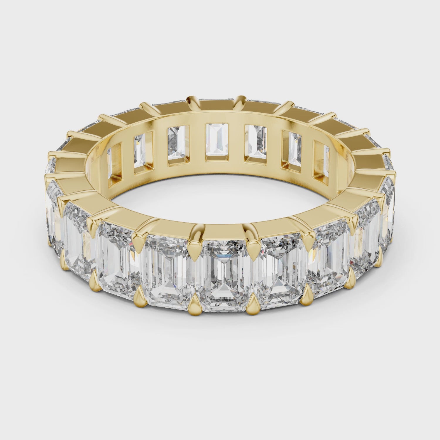 Emerald Cut Lab Diamond Eternity Wedding Band