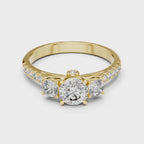 Round Cut Lab Diamond Three Stone Engagement Ring