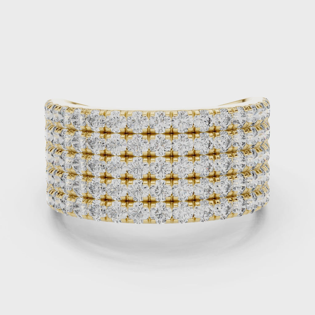 Round Cut Multi Row Diamond Wedding Band
