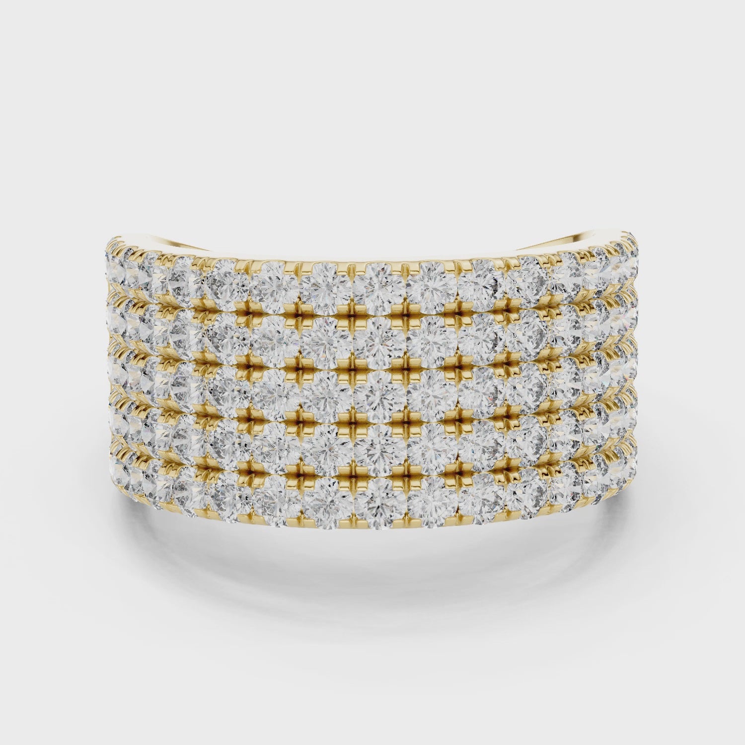 Round Cut Multi Row Diamond Wedding Band