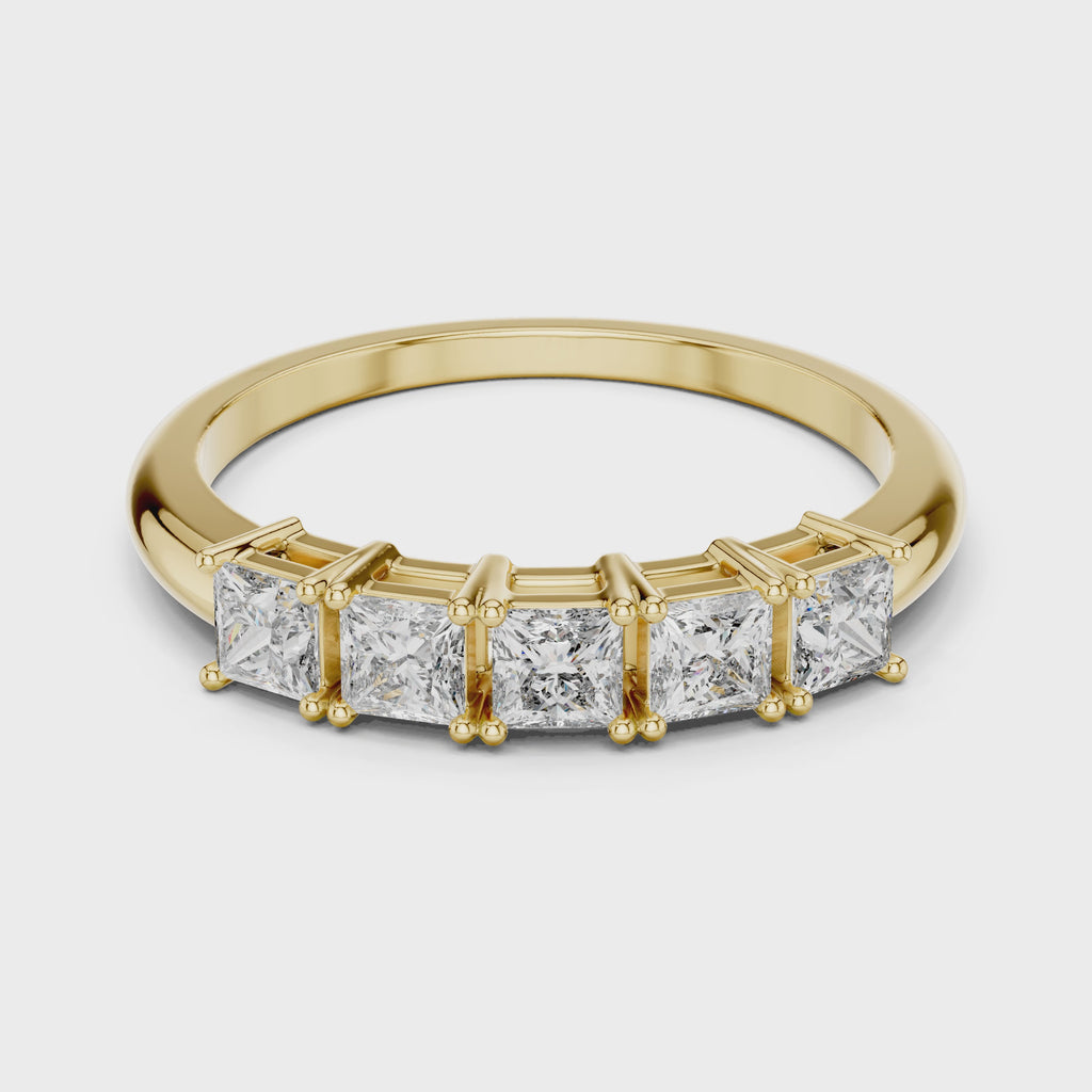Modern Princess Cut Five Stone Engagement Ring