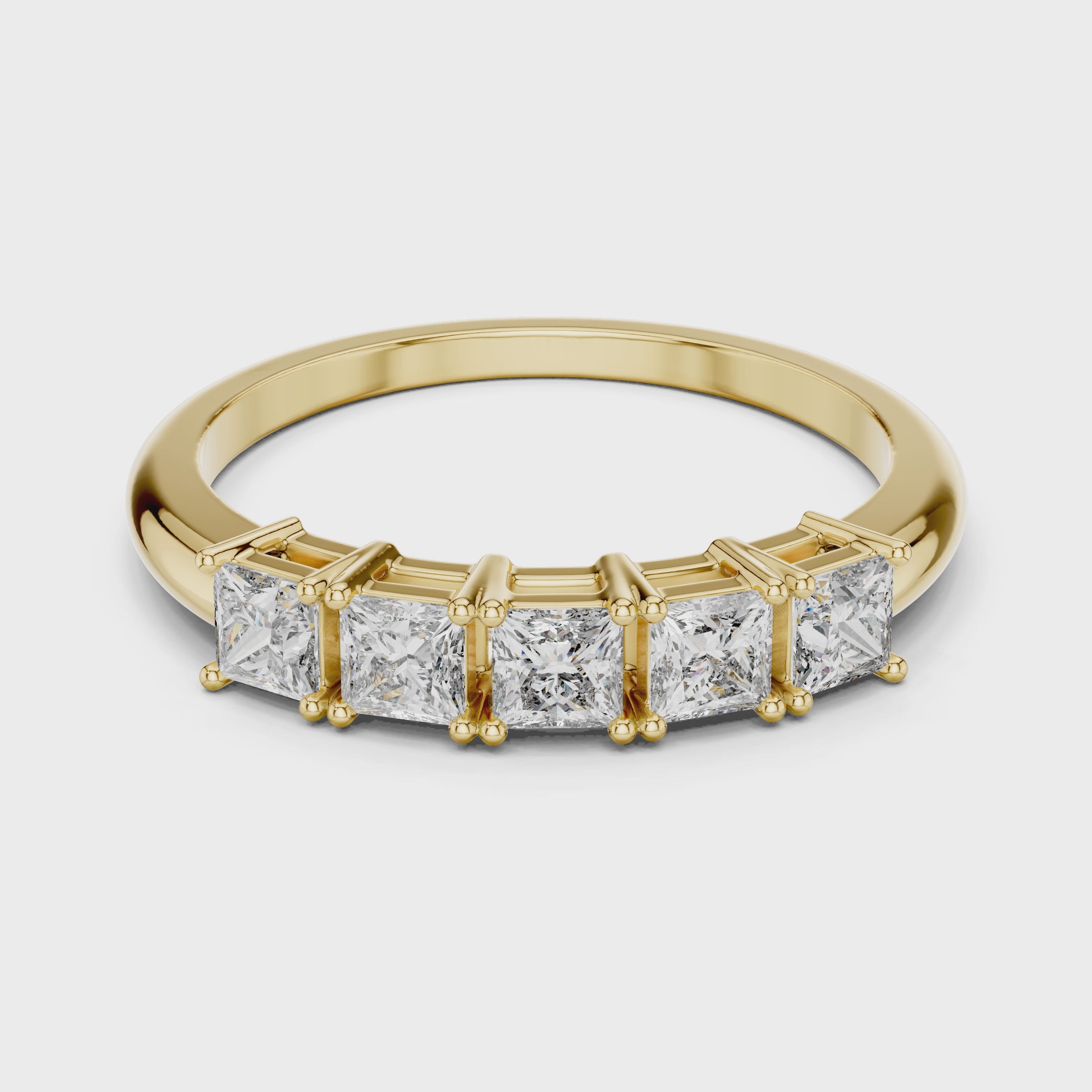 Modern Princess Cut Five Stone Engagement Ring